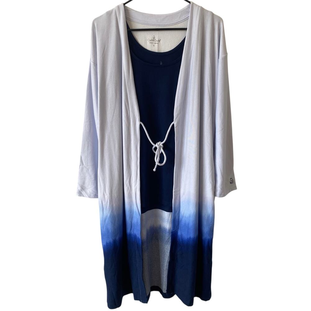 CUDDL DUDS NWOT Seriously Soft Cardigan and Tank Set Blue Dip Ombre Size Small